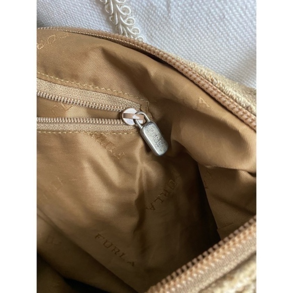 Furla • Tan Woven Vintage Crossbody Messenger Bag - Picture 6 of 9
